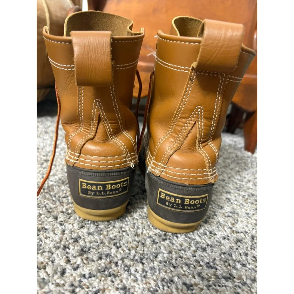 LL Bean Bean Boots 8 Inch Duck Boots 6M Tan Brown Made in USA Vintage Style